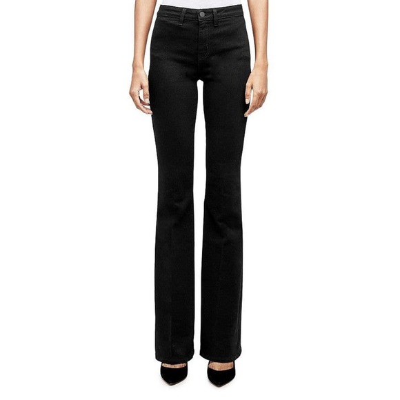 L'AGENCE Joplin High-Rise Flare Leg Jeans Stretch In Noir Size 25 NWOT - Picture 1 of 10